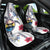 Hawaiian and Japanese Together Car Seat Cover Japanese Culture and Turtle Kakau Tattoo White Color