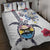 Hawaiian and Japanese Together Quilt Bed Set Japanese Culture and Turtle Kakau Tattoo White Color