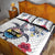 Hawaiian and Japanese Together Quilt Bed Set Japanese Culture and Turtle Kakau Tattoo White Color