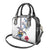 Hawaiian and Japanese Together Shoulder Handbag Japanese Culture and Turtle Kakau Tattoo White Color