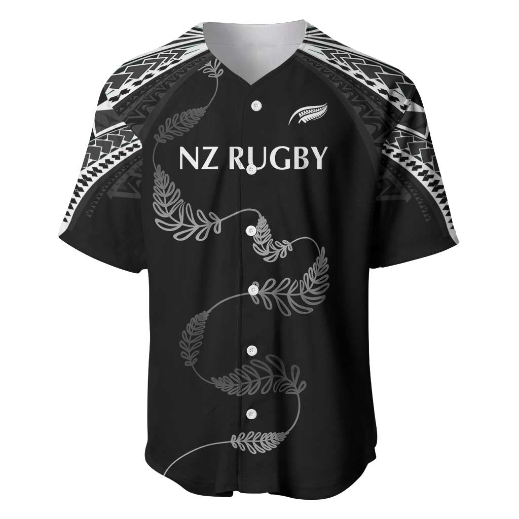 New Zealand Rugby Custom Baseball Jersey Aotearoa Armour Blacks Silver Ferns LT03 Black - Polynesian Pride