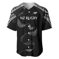 New Zealand Rugby Custom Baseball Jersey Aotearoa Armour Blacks Silver Ferns LT03 Black - Polynesian Pride