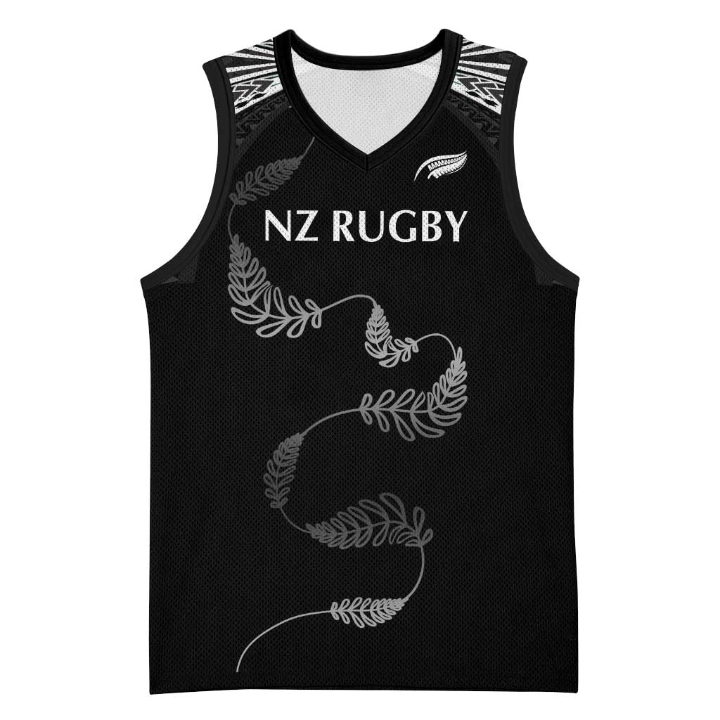 New Zealand Rugby Custom Basketball Jersey Aotearoa Armour Blacks Silver Ferns LT03 Unisex Black - Polynesian Pride