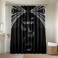 New Zealand Rugby Bathroom Set Aotearoa Armour Blacks Silver Ferns LT03 Shower Curtain Only Black - Polynesian Pride