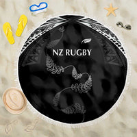 New Zealand Rugby Beach Blanket Aotearoa Armour Blacks Silver Ferns LT03 One Size 150cm Black - Polynesian Pride