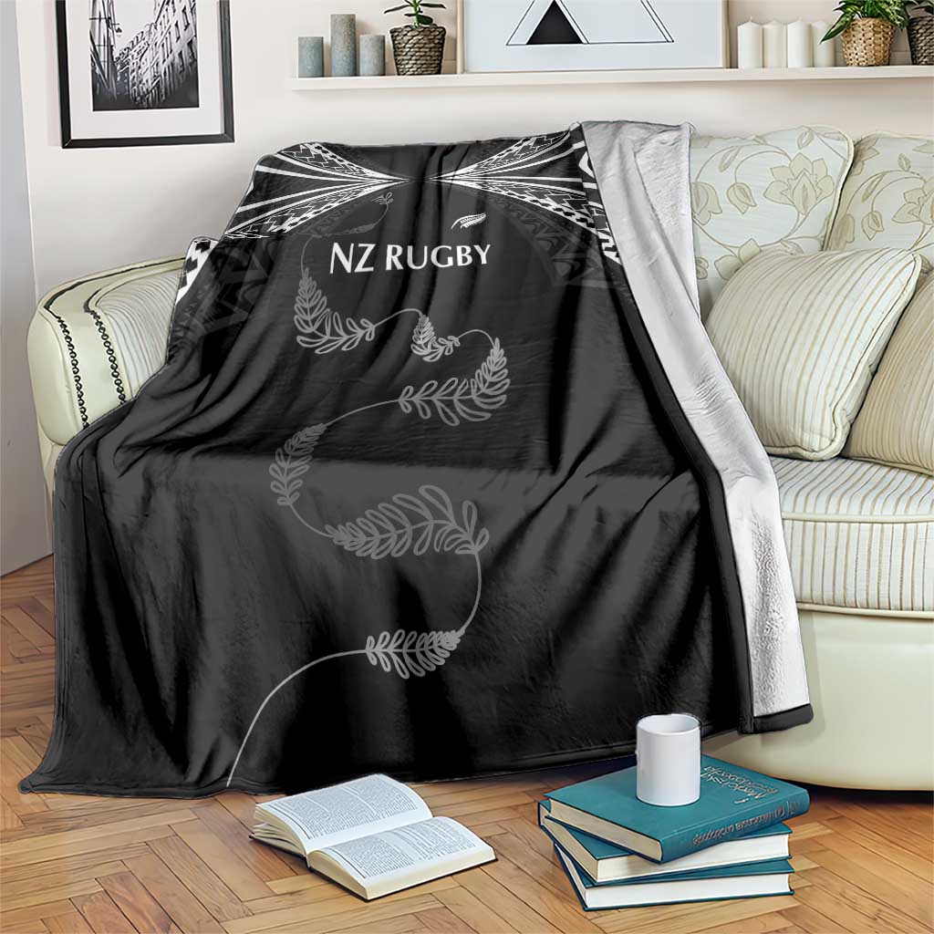 New Zealand Rugby Blanket Aotearoa Armour Blacks Silver Ferns LT03 Black - Polynesian Pride