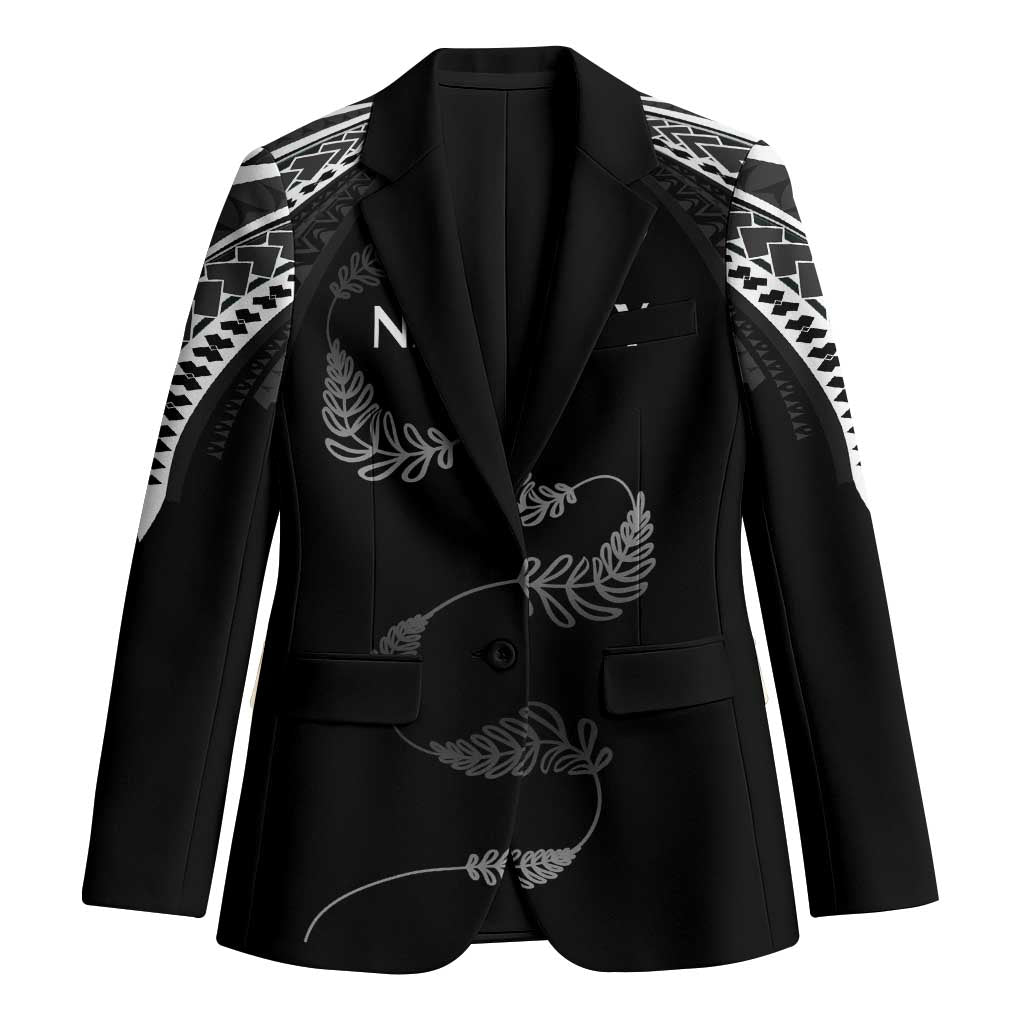 New Zealand Rugby Custom Blazer Aotearoa Armour Blacks Silver Ferns LT03 Unisex Black - Polynesian Pride