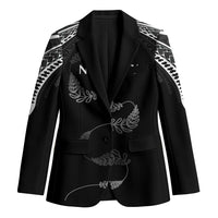 New Zealand Rugby Custom Blazer Aotearoa Armour Blacks Silver Ferns LT03 Unisex Black - Polynesian Pride