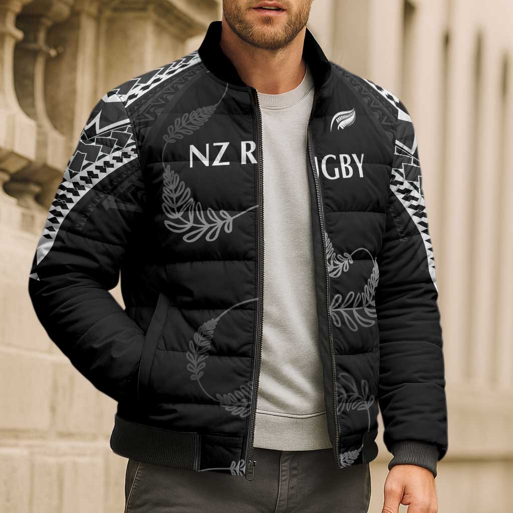 New Zealand Rugby Custom Bomber Puffer Jacket Aotearoa Armour Blacks Silver Ferns LT03 - Polynesian Pride