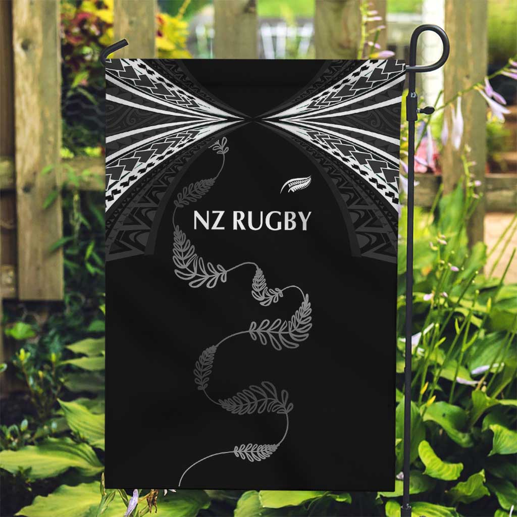 New Zealand Rugby Garden Flag Aotearoa Armour Blacks Silver Ferns LT03 Garden Flag Black - Polynesian Pride