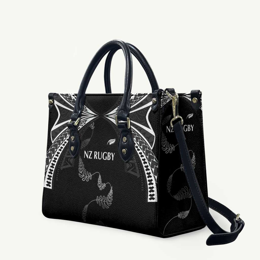New Zealand Rugby Leather Bag Aotearoa Armour Blacks Silver Ferns LT03 Black - Polynesian Pride