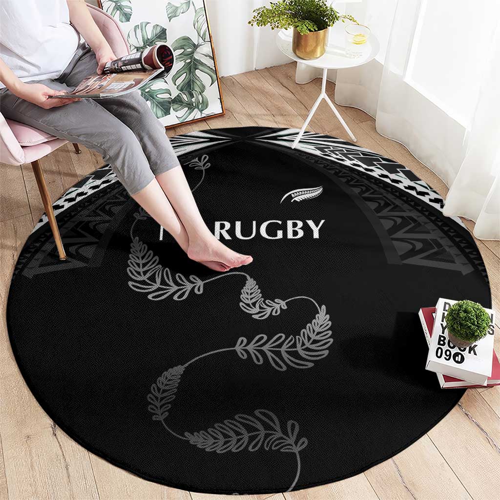 New Zealand Rugby Round Carpet Aotearoa Armour Blacks Silver Ferns LT03 - Polynesian Pride