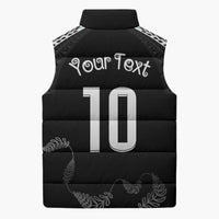 New Zealand Rugby Custom Sleeveless Puffer Jacket Aotearoa Armour Blacks Silver Ferns LT03 - Polynesian Pride