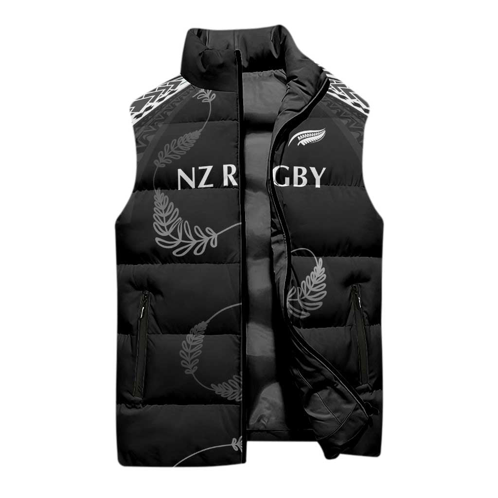 New Zealand Rugby Custom Sleeveless Puffer Jacket Aotearoa Armour Blacks Silver Ferns LT03 - Polynesian Pride