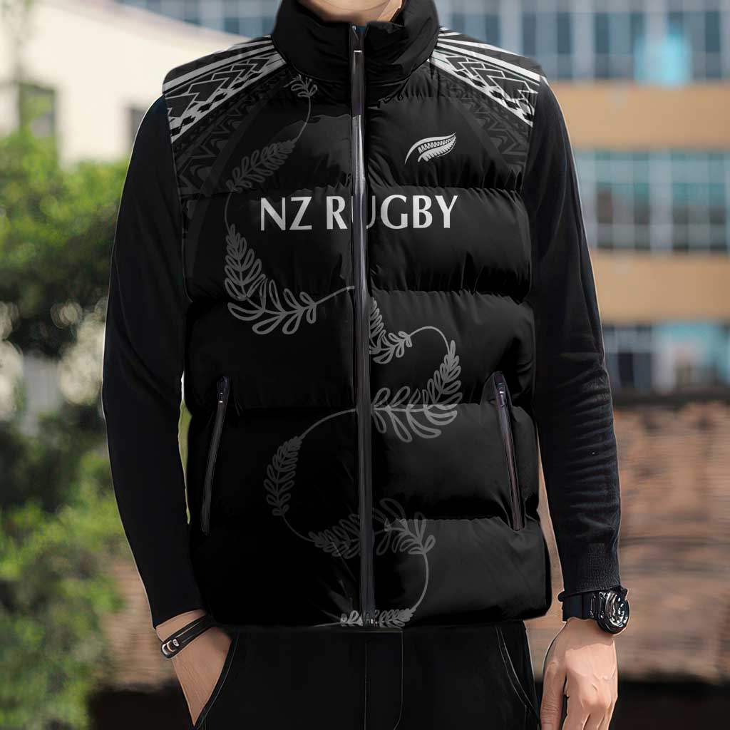 New Zealand Rugby Custom Sleeveless Puffer Jacket Aotearoa Armour Blacks Silver Ferns LT03 - Polynesian Pride