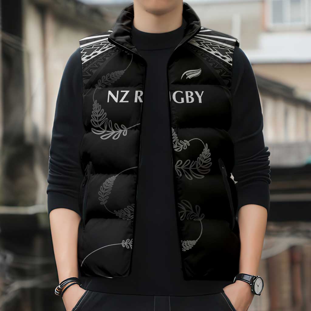 New Zealand Rugby Custom Sleeveless Puffer Jacket Aotearoa Armour Blacks Silver Ferns LT03 - Polynesian Pride
