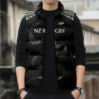 New Zealand Rugby Custom Sleeveless Puffer Jacket Aotearoa Armour Blacks Silver Ferns LT03 - Polynesian Pride