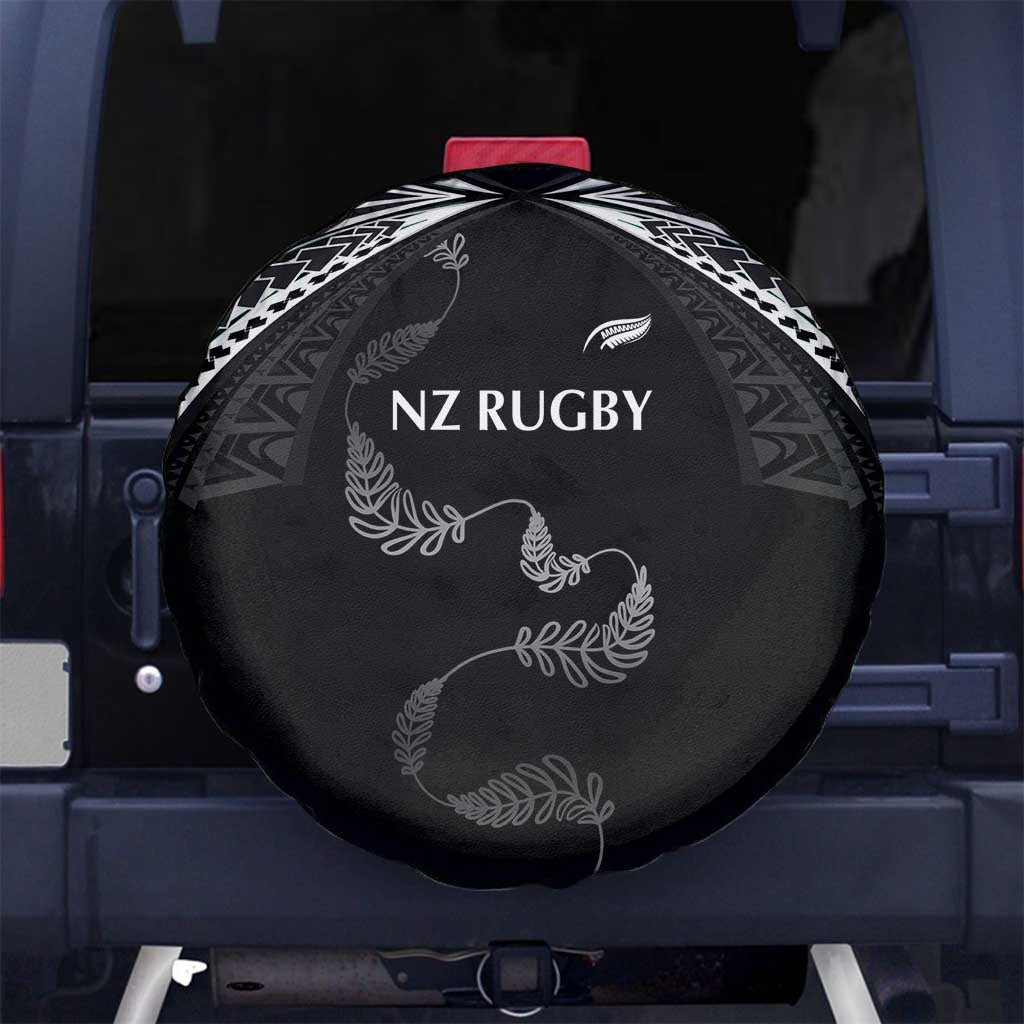 New Zealand Rugby Spare Tire Cover Aotearoa Armour Blacks Silver Ferns LT03 No hole Black - Polynesian Pride