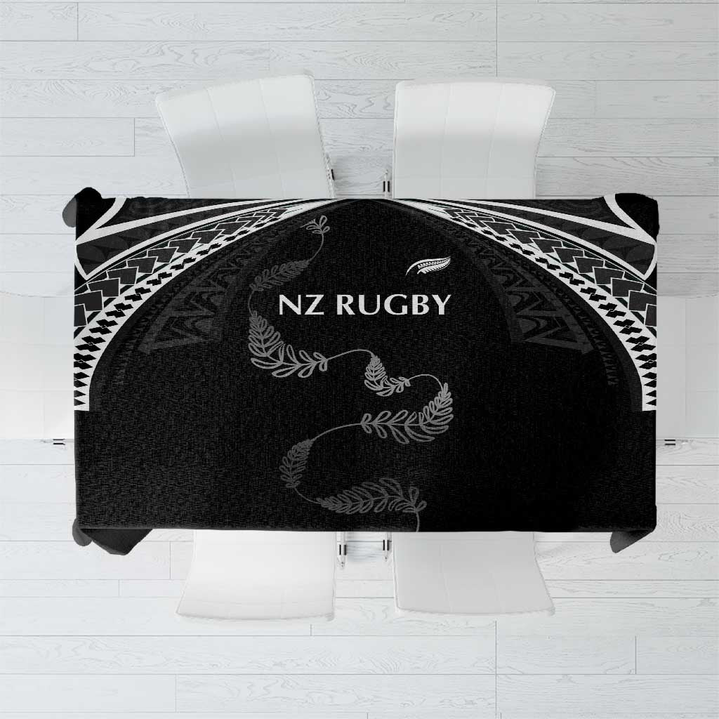 New Zealand Rugby Tablecloth Aotearoa Armour Blacks Silver Ferns LT03 Black - Polynesian Pride