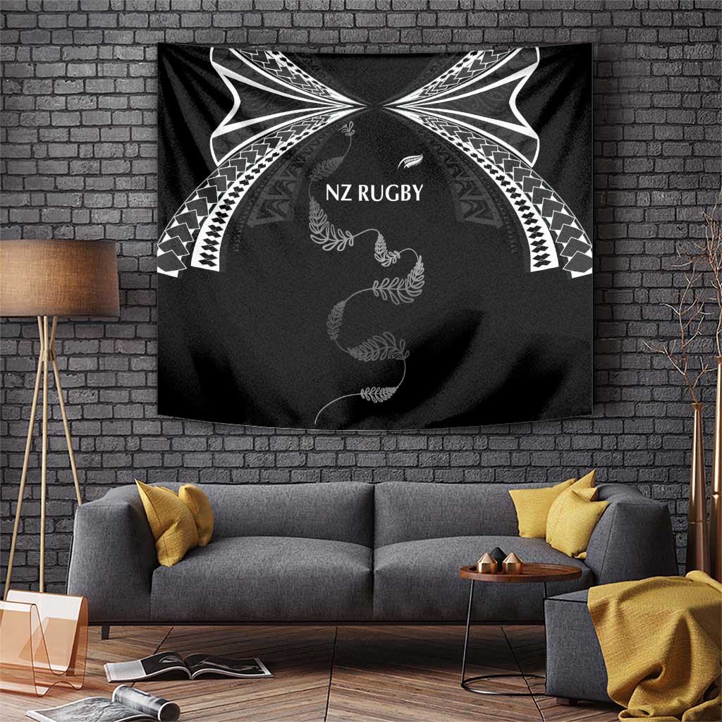 New Zealand Rugby Tapestry Aotearoa Armour Blacks Silver Ferns LT03 Black - Polynesian Pride