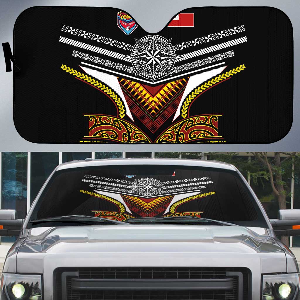 Tonga Rugby Auto Sun Shade Mana o Tonga-Tribal Heritage Edition Black Color LT03 Red - Polynesian Pride