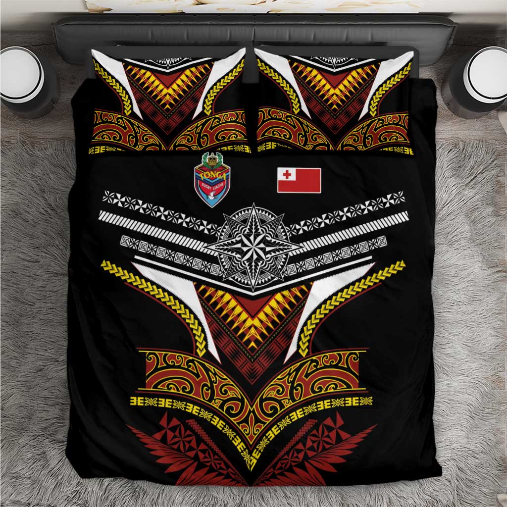 Tonga Rugby Bedding Set Mana o Tonga-Tribal Heritage Edition Black Color LT03 Red - Polynesian Pride