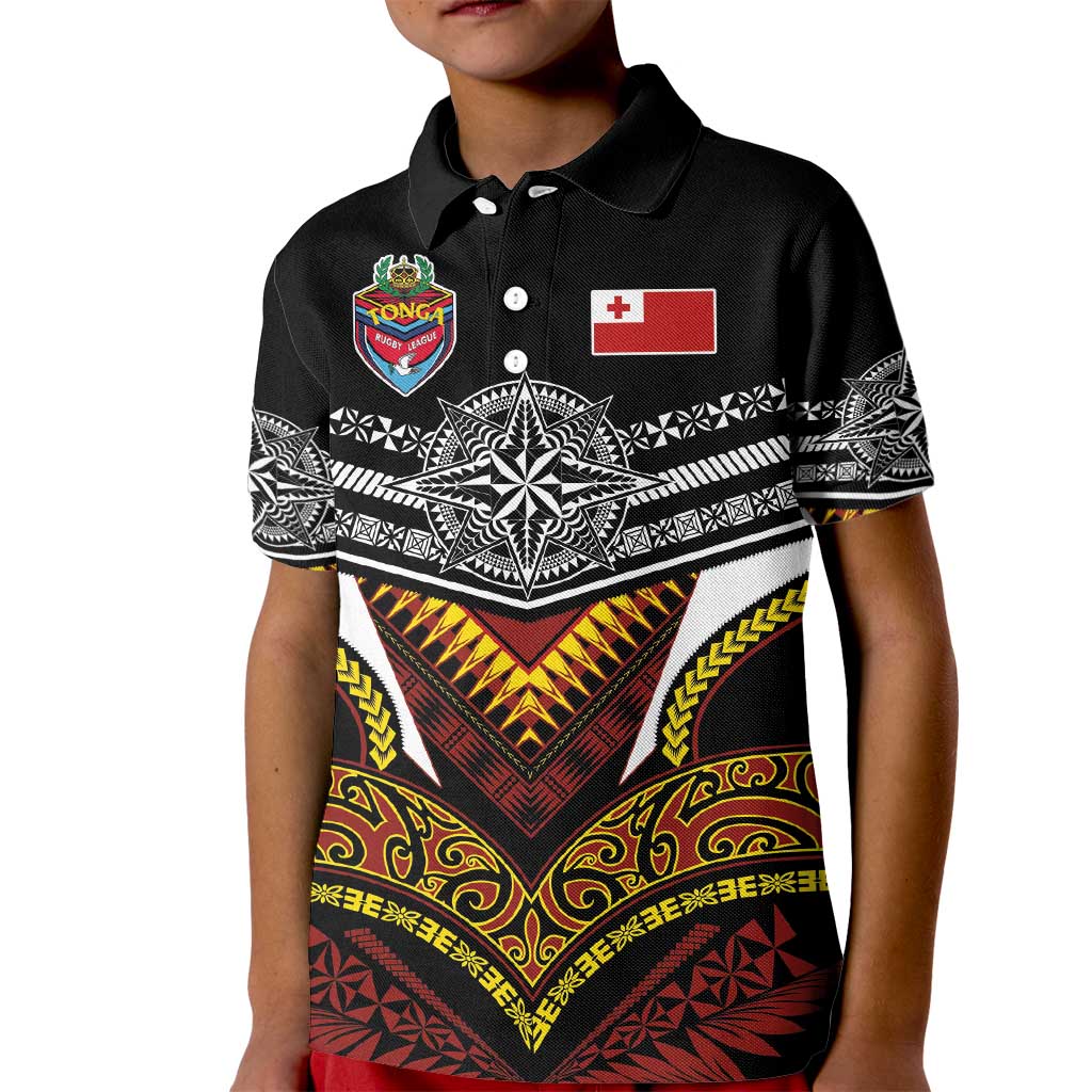 Tonga Rugby Custom Kid Polo Shirt Mana o Tonga-Tribal Heritage Edition Black Color LT03 Kid Red - Polynesian Pride