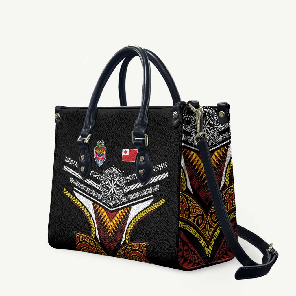 Tonga Rugby Leather Bag Mana o Tonga-Tribal Heritage Edition Black Color LT03 Red - Polynesian Pride