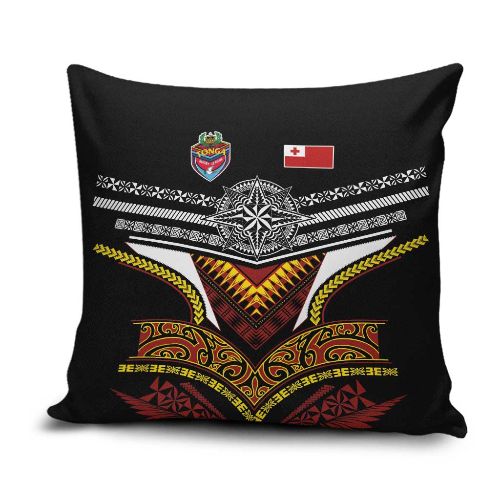 Tonga Rugby Pillow Cover Mana o Tonga-Tribal Heritage Edition Black Color LT03 Red - Polynesian Pride