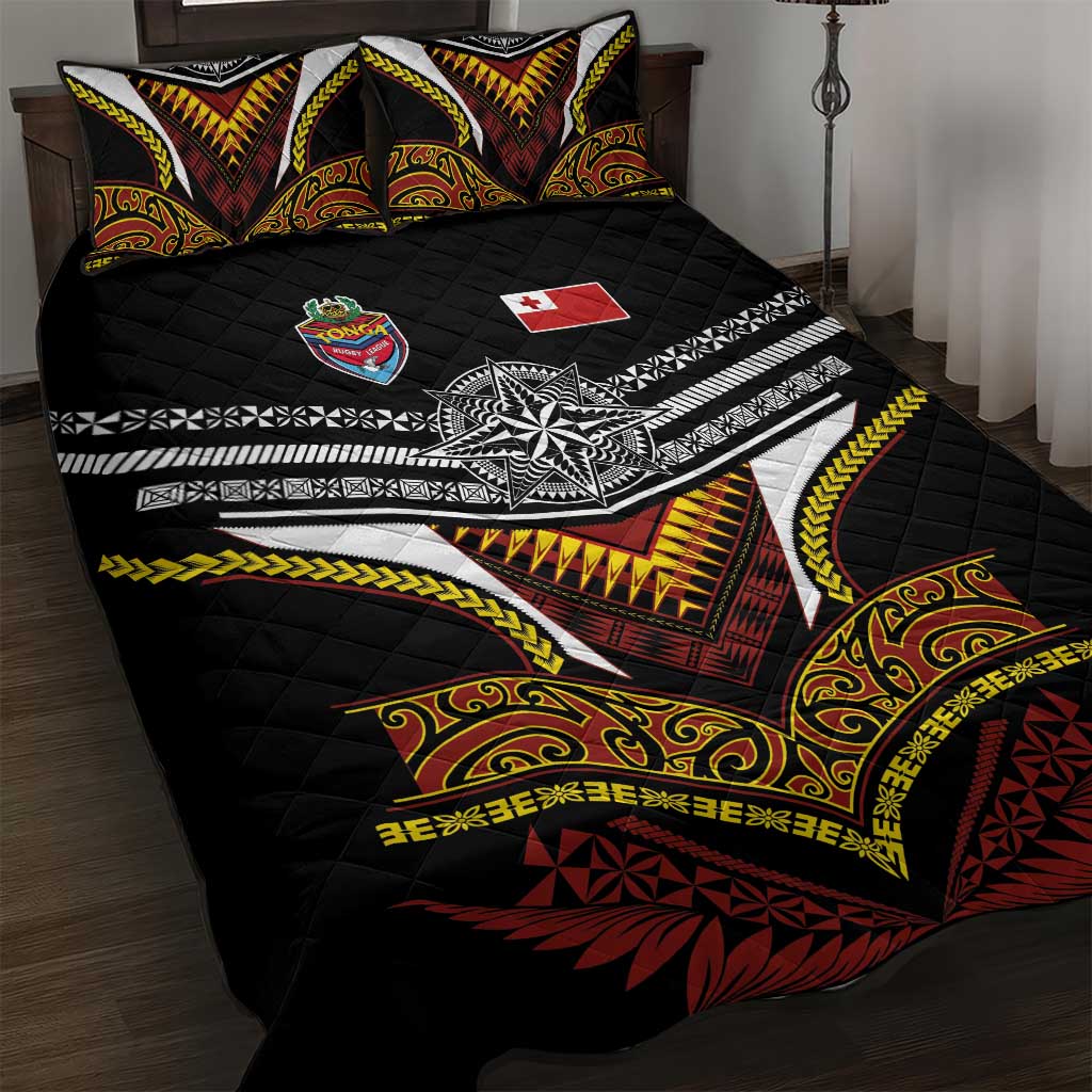 Tonga Rugby Quilt Bed Set Mana o Tonga-Tribal Heritage Edition Black Color LT03 Red - Polynesian Pride
