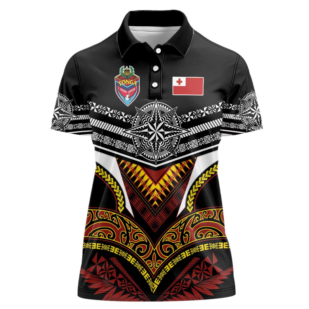 Tonga Rugby Custom Women Polo Shirt Mana o Tonga-Tribal Heritage Edition Black Color LT03 Female Red - Polynesian Pride