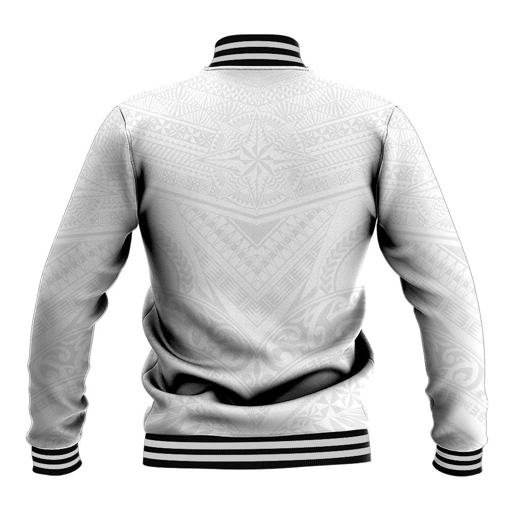 Tonga White Sunday Baseball Jacket Tongan Tribal Heritage Tattoos LT03 - Polynesian Pride