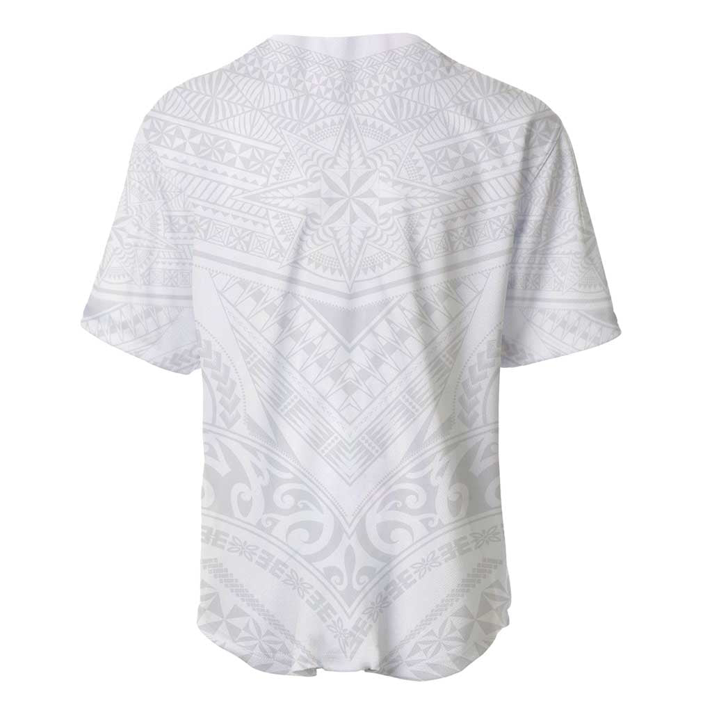 Tonga White Sunday Baseball Jersey Tongan Tribal Heritage Tattoos LT03 - Polynesian Pride
