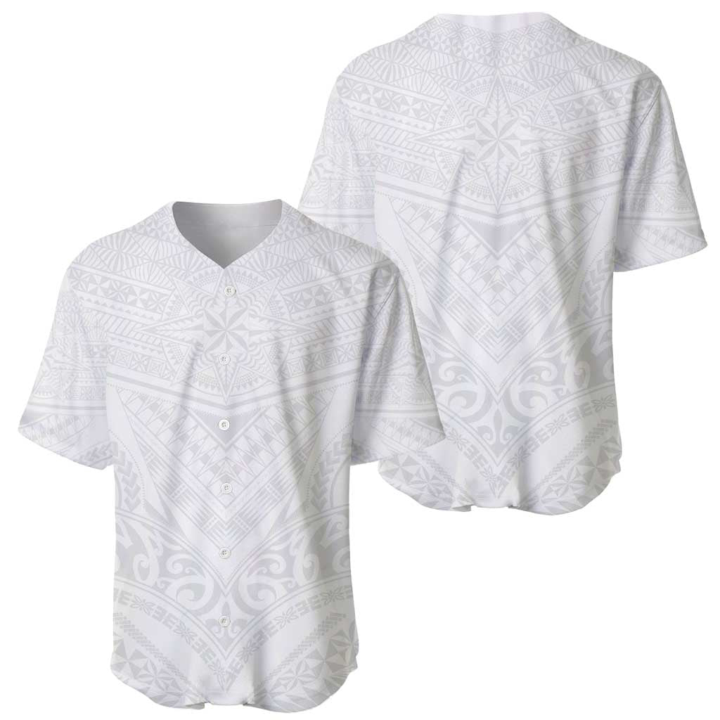 Tonga White Sunday Baseball Jersey Tongan Tribal Heritage Tattoos LT03 - Polynesian Pride