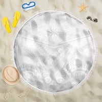 Tonga White Sunday Beach Blanket Tongan Tribal Heritage Tattoos LT03 One Size 150cm White - Polynesian Pride