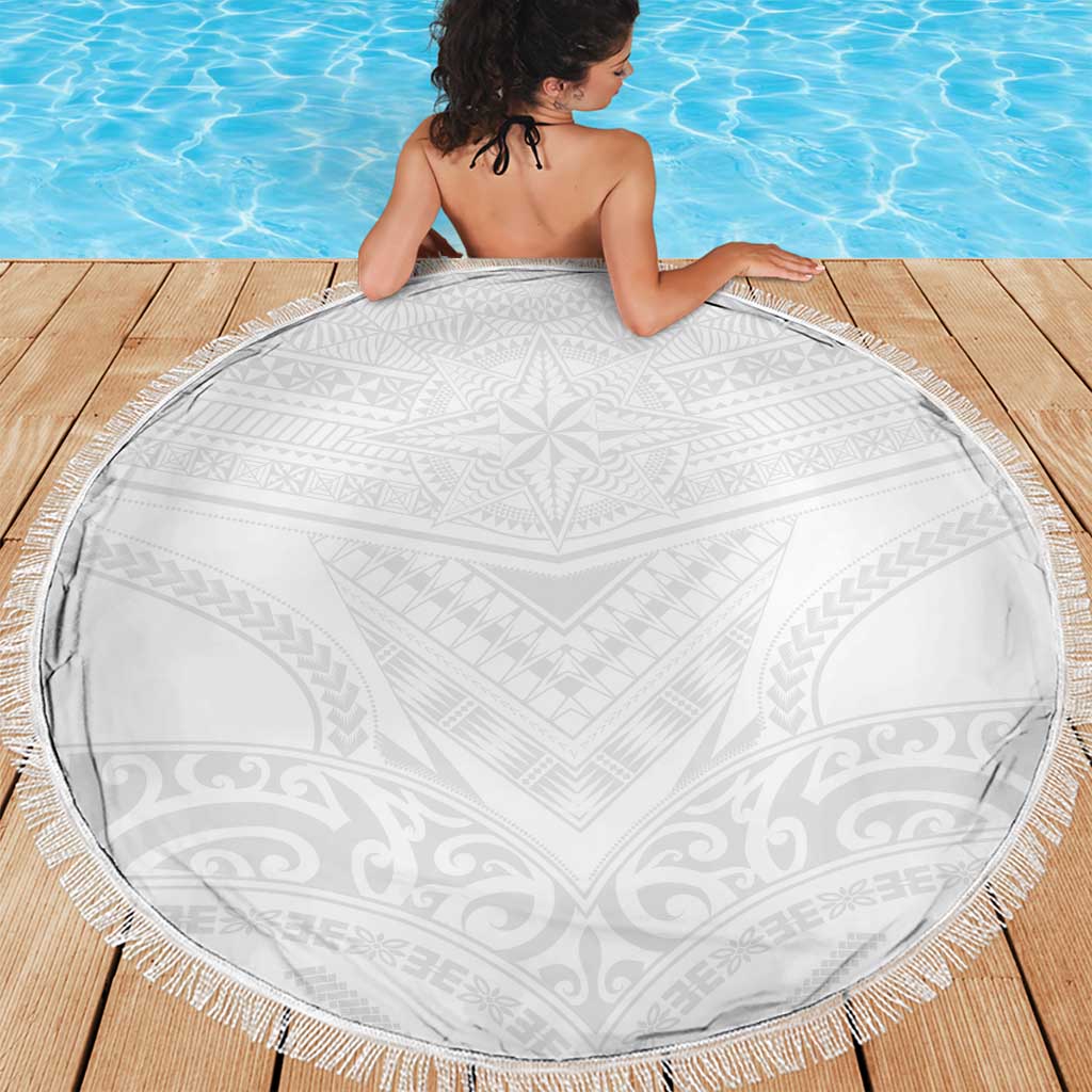 Tonga White Sunday Beach Blanket Tongan Tribal Heritage Tattoos LT03 - Polynesian Pride