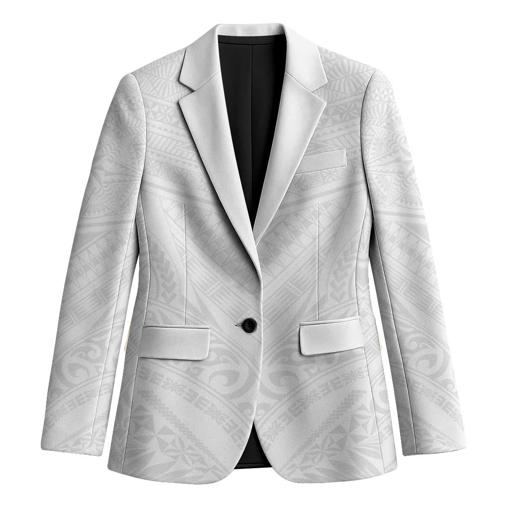 Tonga White Sunday Blazer Tongan Tribal Heritage Tattoos LT03 Unisex White - Polynesian Pride