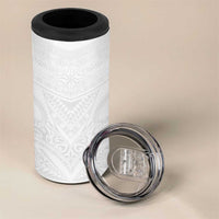 Tonga White Sunday 4 in 1 Can Cooler Tumbler Tongan Tribal Heritage Tattoos LT03 - Polynesian Pride