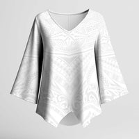 Tonga White Sunday Kimono Sleeve Blouse Tongan Tribal Heritage Tattoos LT03 Female White - Polynesian Pride