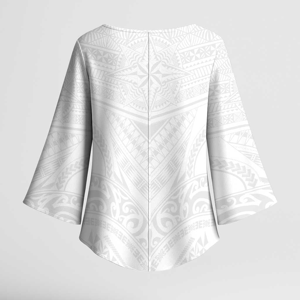 Tonga White Sunday Kimono Sleeve Blouse Tongan Tribal Heritage Tattoos LT03 - Polynesian Pride