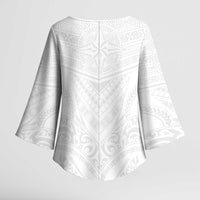 Tonga White Sunday Kimono Sleeve Blouse Tongan Tribal Heritage Tattoos LT03 - Polynesian Pride