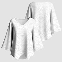 Tonga White Sunday Kimono Sleeve Blouse Tongan Tribal Heritage Tattoos LT03 - Polynesian Pride