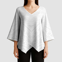 Tonga White Sunday Kimono Sleeve Blouse Tongan Tribal Heritage Tattoos LT03 - Polynesian Pride