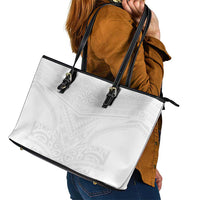 Tonga White Sunday Leather Tote Bag Tongan Tribal Heritage Tattoos LT03 - Polynesian Pride