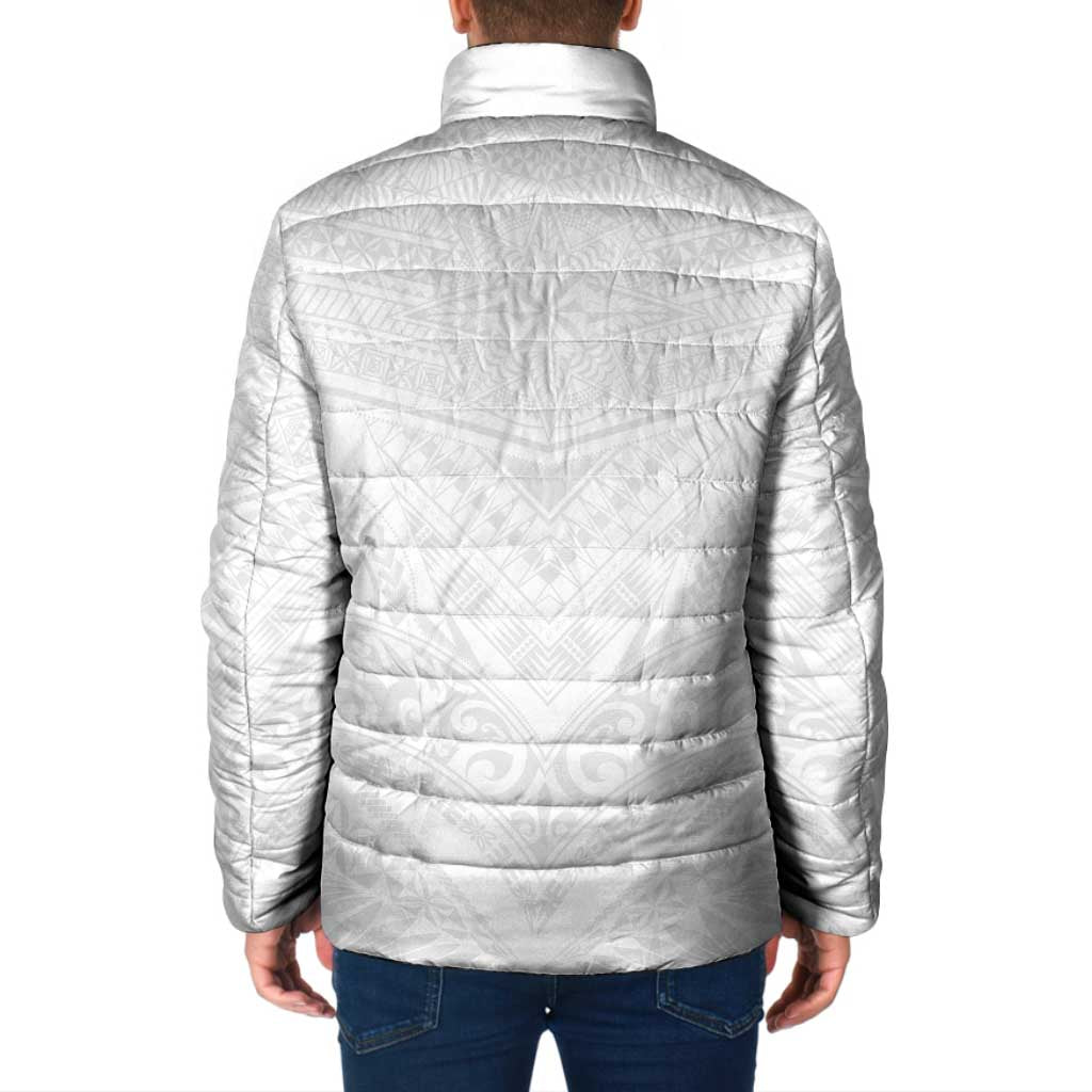 Tonga White Sunday Padded Jacket Tongan Tribal Heritage Tattoos LT03 - Polynesian Pride