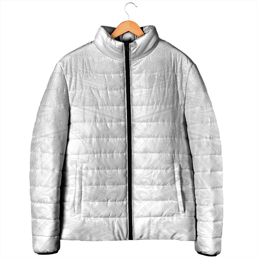 Tonga White Sunday Padded Jacket Tongan Tribal Heritage Tattoos LT03 - Polynesian Pride