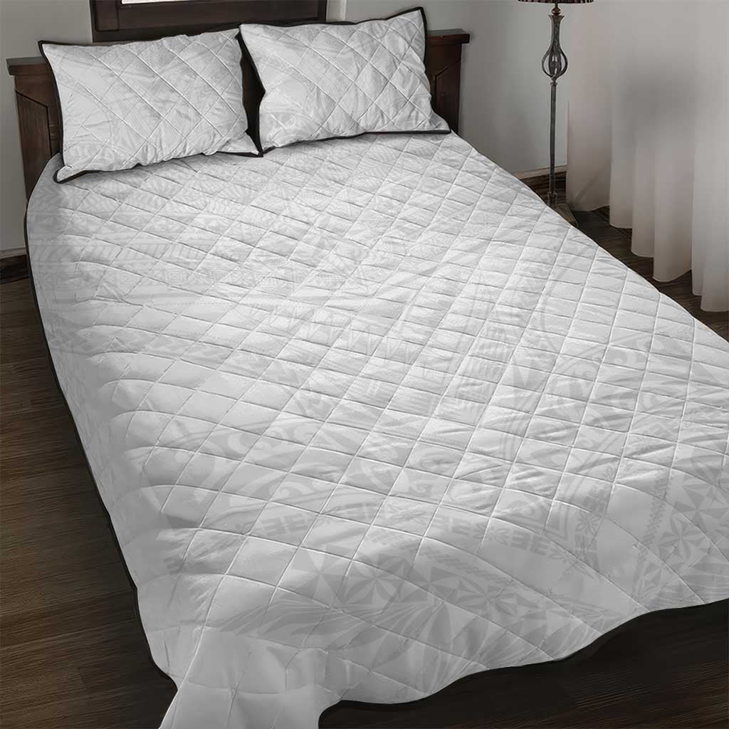 Tonga White Sunday Quilt Bed Set Tongan Tribal Heritage Tattoos LT03 White - Polynesian Pride