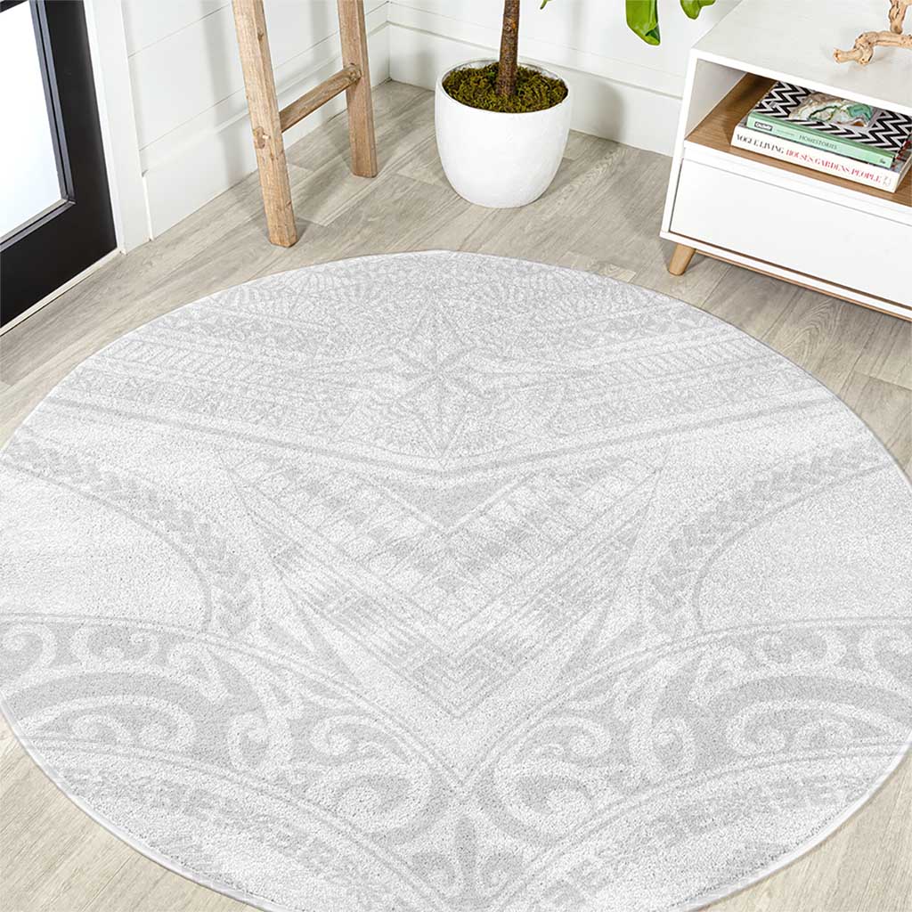 Tonga White Sunday Round Carpet Tongan Tribal Heritage Tattoos LT03 White - Polynesian Pride