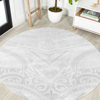 Tonga White Sunday Round Carpet Tongan Tribal Heritage Tattoos LT03 White - Polynesian Pride