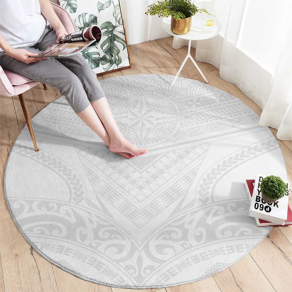 Tonga White Sunday Round Carpet Tongan Tribal Heritage Tattoos LT03 - Polynesian Pride